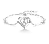 Cosie Lily Pulsera Mujer, Plata De Ley 925 Con CorazóN Inicial A-Z Regalos Joya, CumpleañOs San ValentíN Navidad Dia La Aniversarios Madre, Mamá Esposas Hermanas Brazalete Silver A