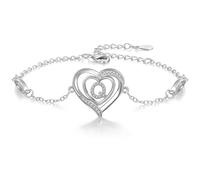 Cosie Lily Pulsera Mujer, Plata De Ley 925 Con CorazóN Inicial A-Z Regalos Joya, CumpleañOs San ValentíN Navidad Dia La Aniversarios Madre, Mamá Esposas Hermanas Brazalete Silver Q