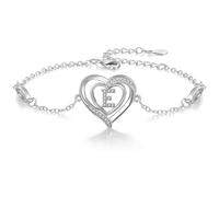 Cosie Lily Pulsera Mujer, Plata De Ley 925 Con CorazóN Inicial A-Z Regalos Joya, CumpleañOs San ValentíN Navidad Dia La Aniversarios Madre, Mamá Esposas Hermanas Brazalete Silver E