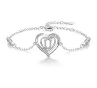Cosie Lily Pulsera Mujer, Plata De Ley 925 Con CorazóN Inicial A-Z Regalos Joya, CumpleañOs San ValentíN Navidad Dia La Aniversarios Madre, Mamá Esposas Hermanas Brazalete Silver U