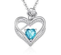 Cosie Lily Regalos para Mujer Collar Plata De Ley 925, Corazon Rosa Joyeria Colgante Cadena, Cumpleaños Navidad San Valentin Día De La Madre Regalo Originales para Mama Abuelas Amiga, Azul Mar