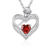Cosie Lily Regalos para Mujer Collar Plata De Ley 925, Corazon Rosa Joyeria Colgante Cadena, Cumpleaños Navidad San Valentin Día De La Madre Regalo Originales para Mama Abuelas Amiga, Rojo
