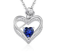 Cosie Lily Regalos para Mujer Collar Plata De Ley 925, Corazon Rosa Joyeria Colgante Cadena, Cumpleaños Navidad San Valentin Día De La Madre Regalo Originales para Mama Abuelas Amiga, Azul Real