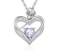 Cosie Lily Regalos para Mujer Collar Plata De Ley 925, Corazon Rosa Joyeria Colgante Cadena, Cumpleaños Navidad San Valentin Día De La Madre Regalo Originales para Mama Abuelas Amiga, Lavanda