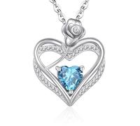 Cosie Lily Regalos para Mujer Collar Plata De Ley 925, Corazon Rosa Joyeria Colgante Cadena, Cumpleaños Navidad San Valentin Día De La Madre Regalo Originales para Mama Abuelas Amiga, Azul Cielo