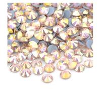 Cosiendo el diamante de cristal, Diamantes de imitación de vidrio termoadhesivos dorados con parte trasera plana for planchar, multicolor, en varios tamaños for decoraciones.(Peach Ab,SS8 1440pcs)