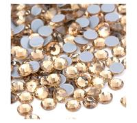 Cosiendo el diamante de cristal, Diamantes de imitación de vidrio termoadhesivos dorados con parte trasera plana for planchar, multicolor, en varios tamaños for decoraciones.(Light Topaz,SS8 1440pcs)