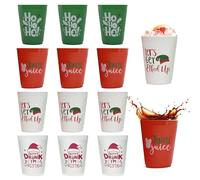 Cosiesnest 12 reutilizables vasos de bebidas navideñas, 450 ml, vasos rojos para fiestas, vaso navideños para niños, vaso decorativos de Navidad para fiestas, artículos para bebidas
