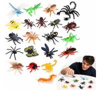 Cosiesnest 24 figuras de insectos e insectos de plástico, juego de mini bestias realistas, animales de plástico para exhibición de la naturaleza, figuras de insectos realistas para decoración del