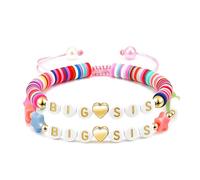 Cosiesnest Juego de 2 pulseras ajustables de cuentas de letras Big SIS con tarjeta, 2 diseños únicos para promocionar a hermanas, cumpleaños y uso diario