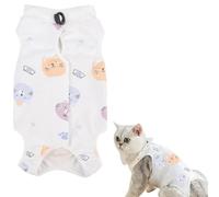 Cosiesnest Traje de Recuperación para Gatos Postoperatorio, Esterilización o Castración, Transpirable Algodón, Anti-Lamidos y Anti-Sarro, Collar Isabelino, Talla S (1-2kg)