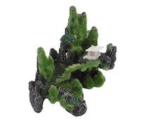 Cosiki Adorno de Rocalla para Acuario, Rocalla Decorativa de Resina Natural con Puente y Pabellón para Pecera, 8x13x14cm