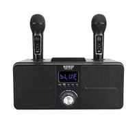 Cosiki Altavoz de Karaoke Bluetooth de para KTV Familiar Sonido Claro Tarjeta de en con Graves Completos Micrófono Inalámbrico Integrado para Cantar Canciones de Práctica, Negro/Dorado (Black)