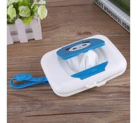 Cosiki Caja de Toallitas Húmedas para Bebés Ecológica para Viajes Al Aire Libre, Dispensador Compacto con Cinturón de Silicona en (panda azul)