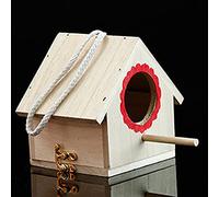 Cosiki Casa para Pájaros, Casa para Pájaros de Pino Colgante Duradera, Decoración de Jardín Al Aire Libre de Madera de Paulownia, Ideal para Decoración de Jardín, Rojo, Azul, Verde, 18,5x15,8x15 Cm