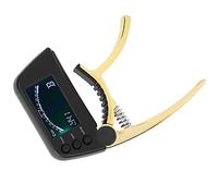 Cosiki Clip Afinador de Capo de Guitarra 2 en 1, Duradero y Preciso para Ukeleles Eléctricos Acústicos, Aleación de Zinc y Material ABS (oro brillante)