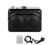 Cosiki Convertidor Portátil de Casete a MP3, Reproductor de Música con Dos Altavoces, Grabadora de Cinta Estéreo con USB 2.0 y Conector de 3,5 Mm, Ideal para Viajes en Casa (Black)