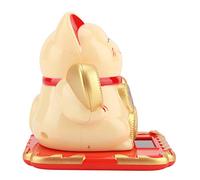 Cosiki Estatua de Gato de la Suerte con Energía Solar, Estatuilla de Plástico para Hacer Señas de la Fortuna, Adorable Decoración de Gato Oscilante, Ideal para Decoración del Hogar y el Automóvil,