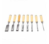 Cosiki Juego de 8 Cinceles para Madera con Bordes Biselados de 6 a 38 Mm, Cuchillas Preafiladas de Acero 60CRV con de Fresno Contorneado y Protectores de Cuchillas para Carpintería,