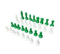 Cosiki Juego de Piezas de Ajedrez de Plástico para Noches de Juegos Familiares 32 Piezas Tamaño Estándar Verde y Blanco Todas Las Edades (49mm)