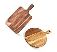Cosiki Juego de Tablas de Cortar de Madera, 2 Piezas, Tablas de Charcutería de Madera para Cocina, Servir Carne, Frutas, Queso, 16,14x8,27 Pulgadas y 15,75x11,81 Pulgadas (Agujero para colgar BROWN)