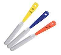 Cosiki Lima de Tuerca de Guitarra Cortador Afilado de Acero Inoxidable Duradero para Facilitar la Fabricación de Ranuras 3 Piezas para Mantenimiento de Reparación de Guitarra Amarillo/Azul/Naranja