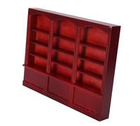 Cosiki Mini Librería de Madera para Casa de Muñecas, Vitrina de Mano de Obra Fina, Estantería de Apariencia Exquisita con Acabado Marrón Rojo, Ideal para Muebles de Juguete para Niños de Casa de