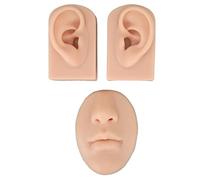 Cosiki Modelo de Silicona para Nariz, Boca, Oreja, Accesorios de Simulación Realistas para Práctica de Perforación, Uso Hospitalario (Color de piel medio)