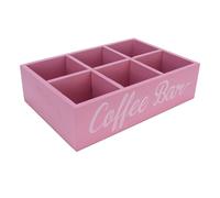 Cosiki Organizador de la Estación de café Organizador de Accesorios de la Cafetería de Madera con 6 Compartimentos Rosa para la Decoración de la Oficina en el Hogar