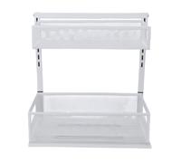 Cosiki Organizador Extraíble Debajo del Fregadero, Estante de Almacenamiento Ajustable Resistente para Baño, Cocina, 14,95x9,65x15,75 Pulgadas (WHITE)