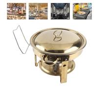 Cosiki Platos de Frotamiento para Buffet, Calentador de Buffet Redondo de Acero Inoxidable Dorado de 4,7 Cuartos con Tapas, Base Triangular Resistente, Calentador de Alimentos para Fiestas en el