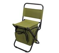 Cosiki Silla de Pesca Plegable con Bolsa Refrigeradora, Portátil y Resistente, para Acampar, Aventuras Al Aire, Verde Militar