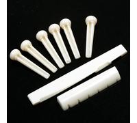 Cosiki Tuerca de Sillín con Pasadores de Puente para Guitarra Folk, Pequeñas Piezas de Guitarra Exquisitas, Tuerca y Sillín de Hueso Livianos con 6 Pasadores de Puente, Ideal para Folk, Negro (WHITE)
