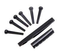 Cosiki Tuerca de Sillín con Pasadores de Puente para Guitarra Folk, Pequeñas Piezas de Guitarra Exquisitas, Tuerca y Sillín de Hueso Livianos con 6 Pasadores de Puente, Ideal para Folk, Negro (BLACK)