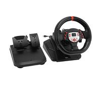 Cosiki Volante de Carreras, Volante para Juegos, Vibración, Volante para PC con Pedal, Paleta de de 180 Grados, 5 en 1 Driving Force Racing Wheel Simulador de Carreras para PC