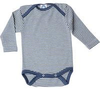 Cosilana 71053 - Body de manga larga para bebé (lana y seda) Azul oscuro a rayas. 74-80 cm