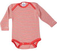 Cosilana Body de manga larga para bebé - Ropa de bebé esponjosa de mezcla de lana y seda, ideal para verano e invierno, certificado GOTS y 100% producido regionalmente, Rojo De Rayas, 74-80