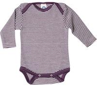 Cosilana Body de manga larga para bebé - Ropa de bebé esponjosa de suave mezcla de lana y seda ideal para verano e invierno, certificado GOTS y 100% producido regionalmente, morado rayas, 74-80