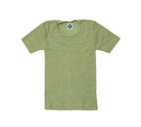 Cosilana, Camiseta interior de manga corta para niños, 45% algodón KBA 35% lana kbT, 20% seda., Color verde., 6 años