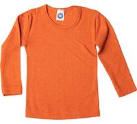 Cosilana, Camiseta interior infantil de manga larga, 70% lana (kbT) y 30% seda., Azafrán Naranja, 128 cm