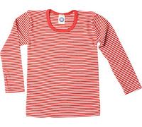Cosilana, Camiseta Interior Infantil Manga Larga, 70% Lana (orgánica), 30% Seda (Rayas Rojas, 128)