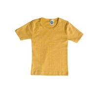 Cosilana, Camiseta interior para niños de manga corta, 45% algodón KBA, 35% lana kbT, 20% seda, Amarillo Melange, 128 cm