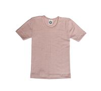 Cosilana, Camiseta interior para niños de manga corta, 45% algodón KBA, 35% lana kbT, 20% seda, Rosa Jaspeado, 152
