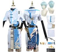 Cosimfy Anime Genshin Impact Chongyun Disfraz de Cosplay Juego de Role Kinich Ifa Furina Cosplay Uniforme Completo Set Halloween Fiesta Carnaval Traje de vestir con Peluca Abrigo para Hombres