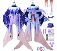 Cosimfy Anime Genshin Impact Sangonomiya Kokomi Disfraz de cosplay Juego de Role Escoffier Furina Cosplay Uniforme Completo Set Halloween Fiesta Carnaval Traje de vestir con Peluca para Mujeres (XL)