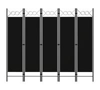 Cosisti Biombo Separador de 5 Paneles, Biombo Divisor 200x180 cm, Separador de Ambientes Plegable, Decoración Elegante, Divisor de Habitaciones, Negro