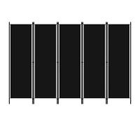 Cosisti Biombo Separador de 5 Paneles, Biombo Divisor 250x180 cm, Separador de Ambientes Plegable, Decoración Elegante, Divisor de Habitaciones, Negro