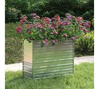 Cosisti Jardinera Elevada de Metal 100 x 40 x 77 cm Jardinera Exterior Grandes Macetero Grande de Exterior Cama Elevada de Jardín para Cultivo de Flores Plantas Hierbas Plateado