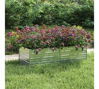 Cosisti Jardinera Elevada de Metal 160 x 80 x 45 cm Jardinera Exterior Grandes Macetero Grande de Exterior Cama Elevada de Jardín para Cultivo de Flores Plantas Hierbas Plateado