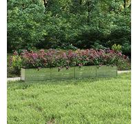 Cosisti Jardinera Elevada de Metal 320 x 40 x 45 cm Jardinera Exterior Grandes Macetero Grande de Exterior Cama Elevada de Jardín para Cultivo de Flores Plantas Hierbas Plateado